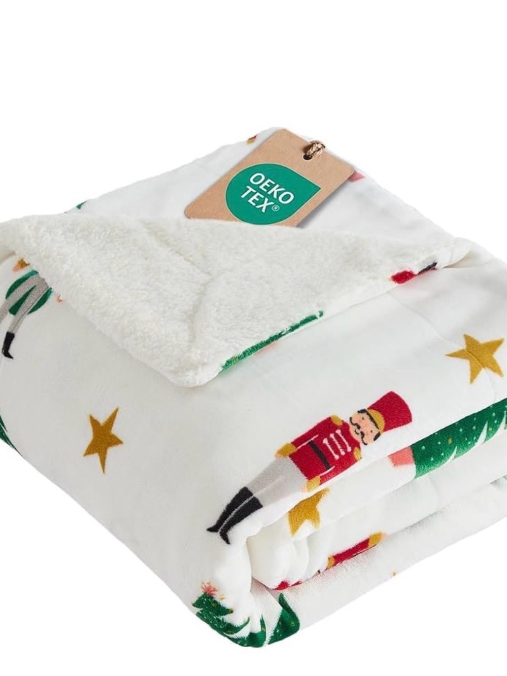 White Holiday The Nutcracker Sherpa Throw Blanket. Size 50”x 60”.